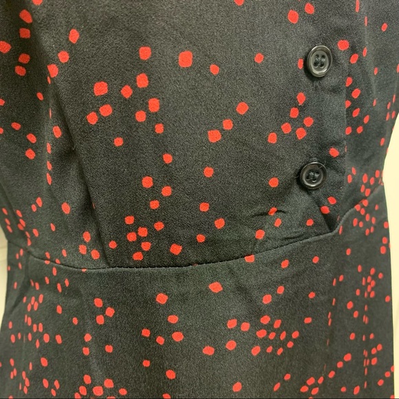 NWT Nasty Gal Black w/ Red Dot Print Midi Dress. Size US 8 - Picture 5 of 6